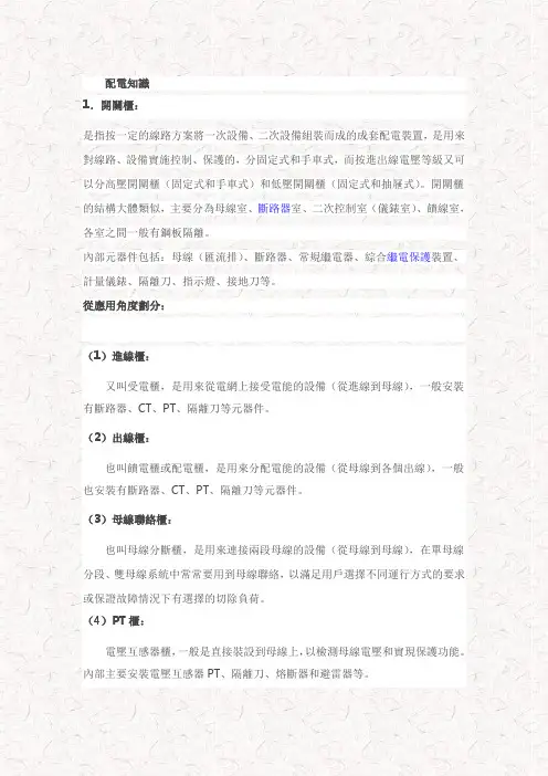 配电基本知识,比较全面,供大家学习