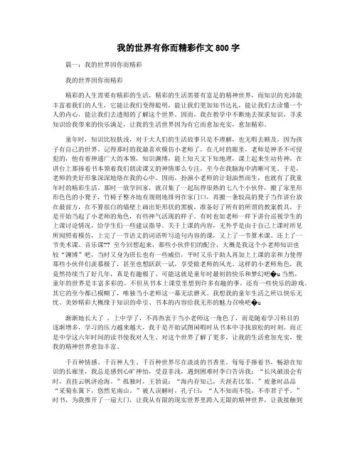我的世界有你而精彩作文800字