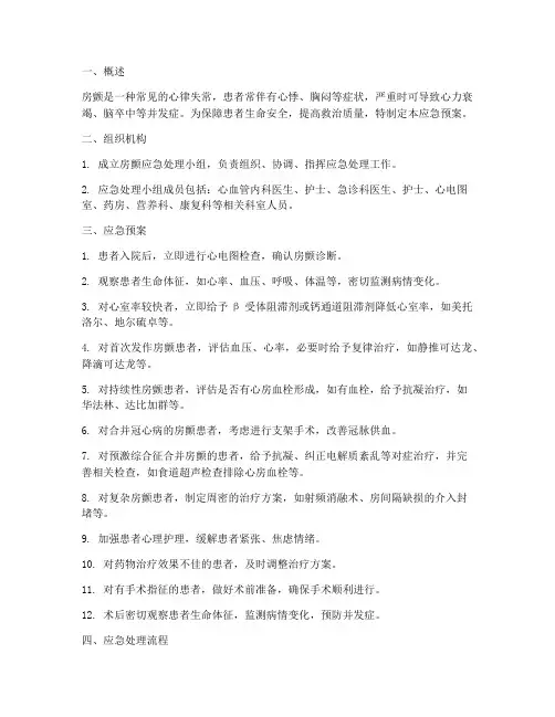 患者房颤的应急预案