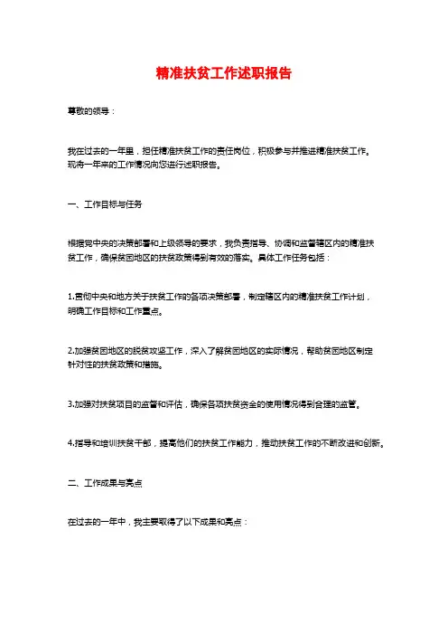 精准扶贫工作述职报告