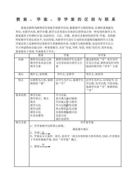教案学案导学案的区别与联系