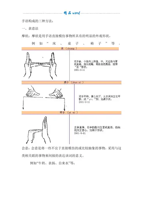 手语构成的三种方法