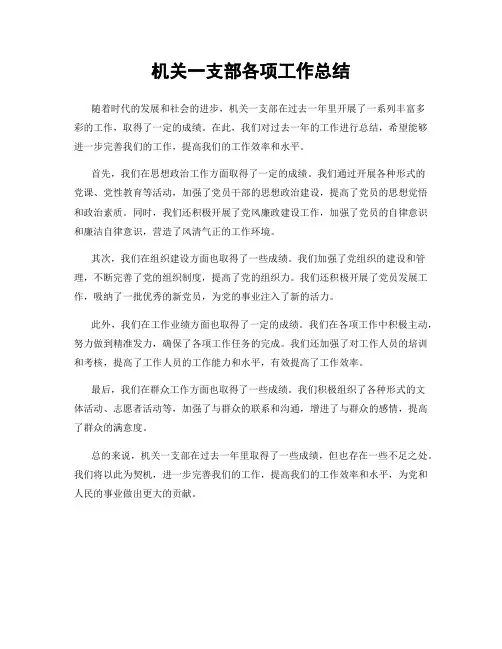 机关一支部各项工作总结