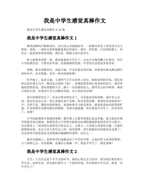 我是中学生感觉真棒作文