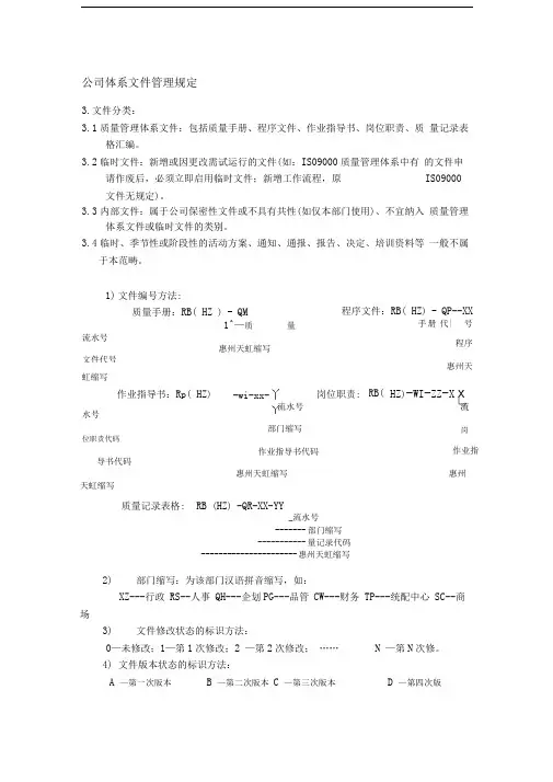 公司体系文件管理规定