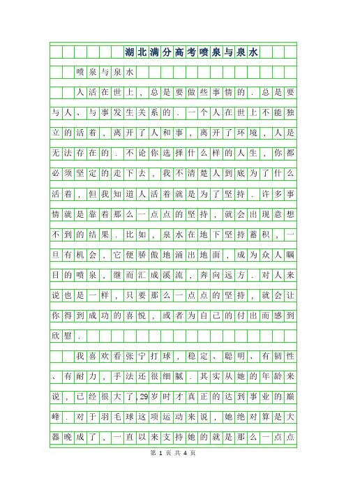 年湖北满分高考作文-喷泉与泉水