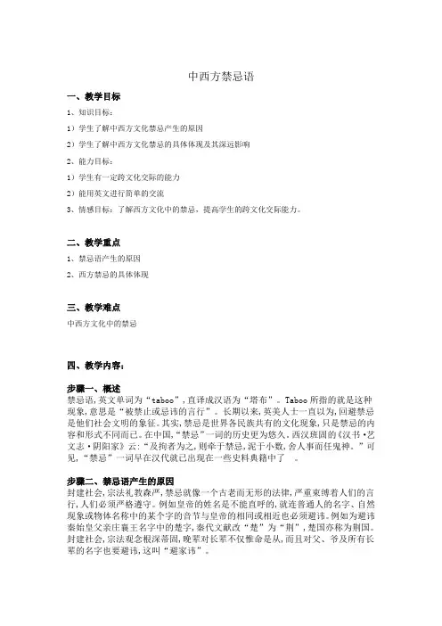 中西方禁忌语