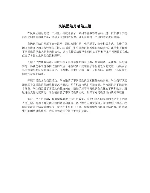 民族团结月总结三篇