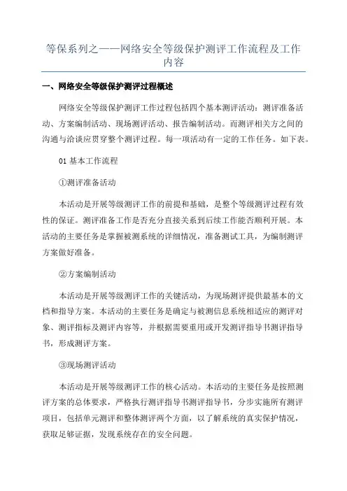 等保系列之——网络安全等级保护测评工作流程及工作内容