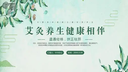 绿色清新艾灸养生健康相伴主题PPT模板