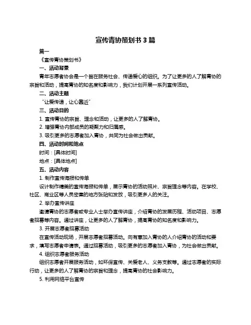 宣传青协策划书3篇