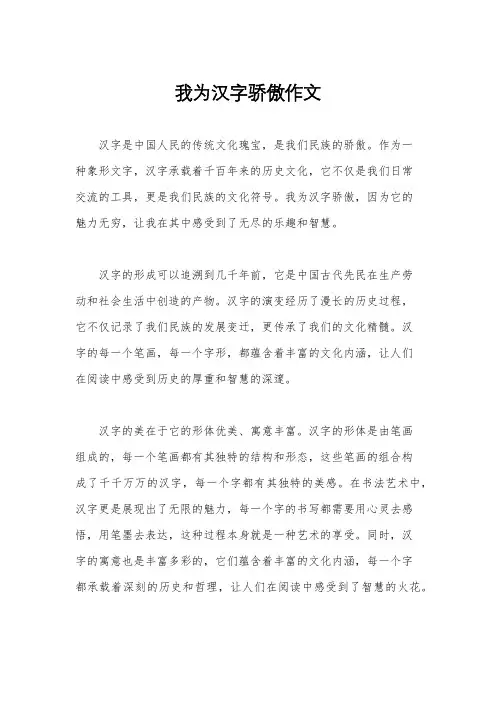 我为汉字骄傲作文