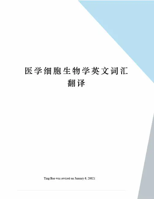 医学细胞生物学英文词汇翻译