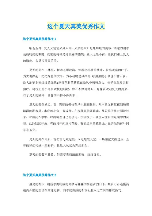 这个夏天真美优秀作文