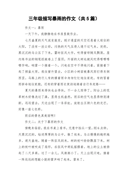 三年级描写暴雨的作文(共5篇)_作文