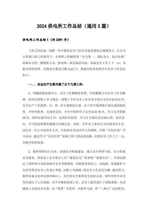2024供电所工作总结(通用5篇)