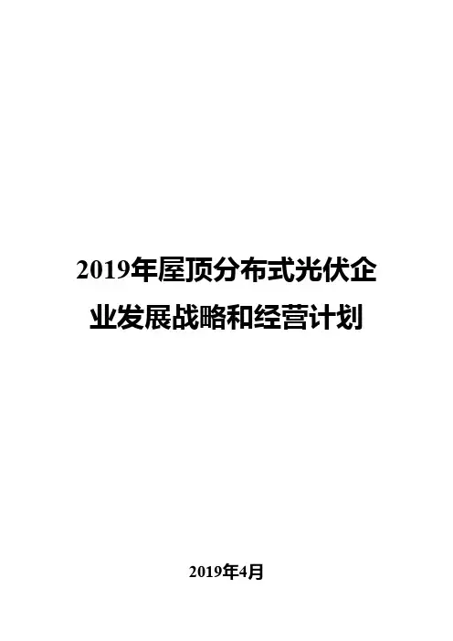2019年屋顶分布式光伏企业发展战略和经营计划