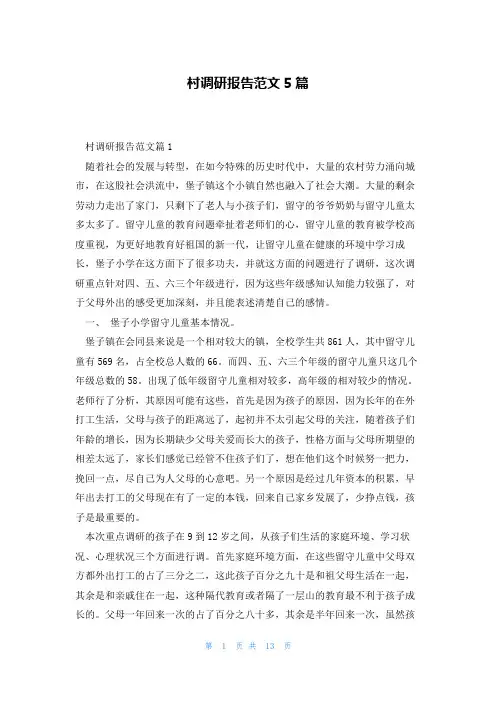村调研报告范文5篇