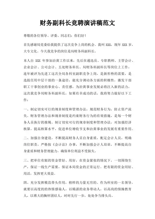 财务副科长竞聘演讲稿三篇
