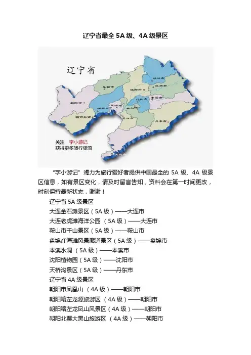 辽宁省最全5A级、4A级景区