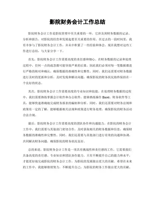 影院财务会计工作总结