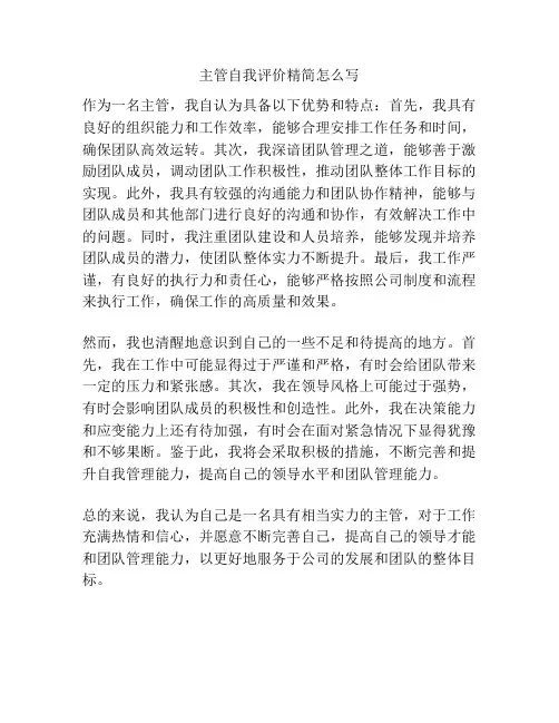 主管自我评价精简怎么写