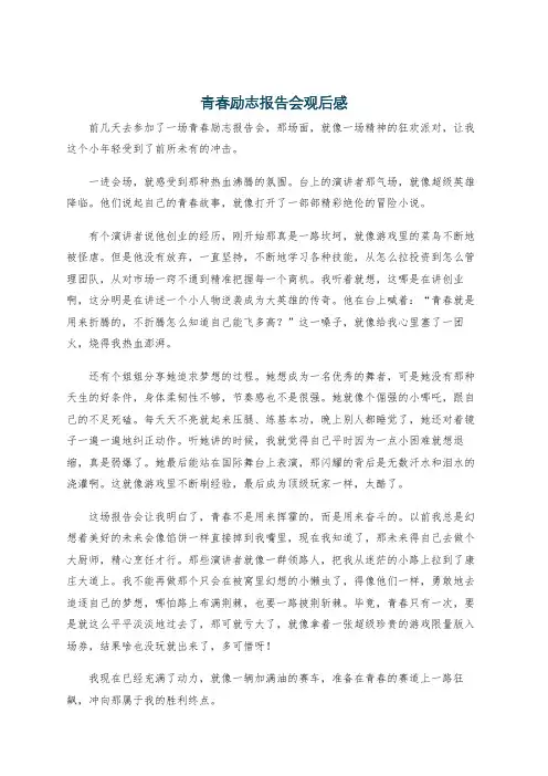 青春励志报告会观后感