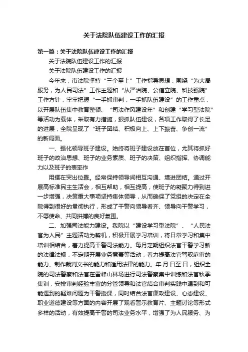 关于法院队伍建设工作的汇报
