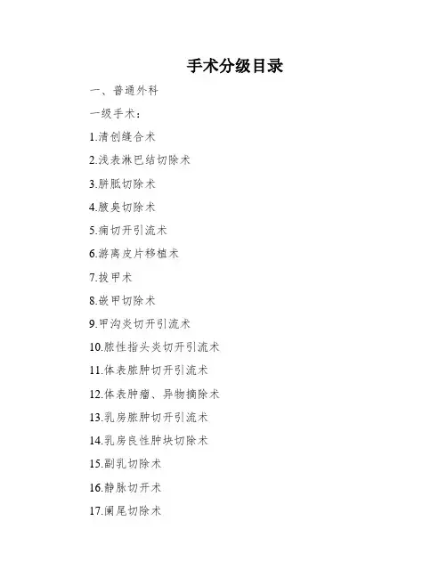 手术分级目录