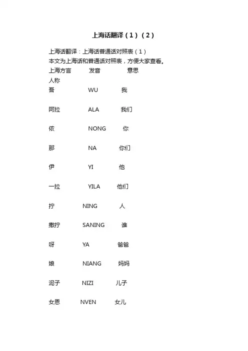 上海话翻译（1）（2）