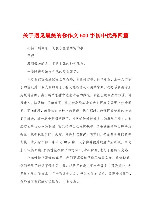 关于遇见最美的你作文600字初中优秀四篇 