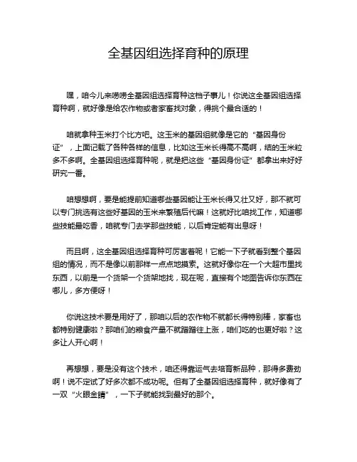 全基因组选择育种的原理