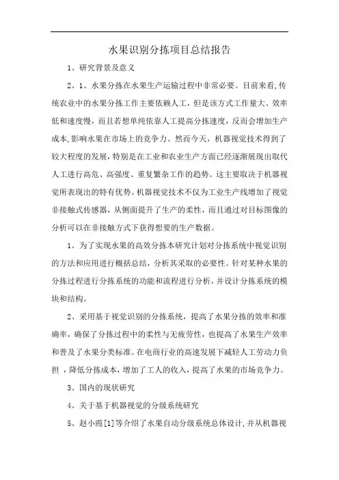 水果识别分拣项目总结报告