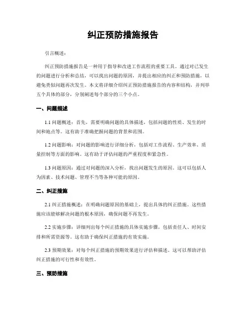 纠正预防措施报告