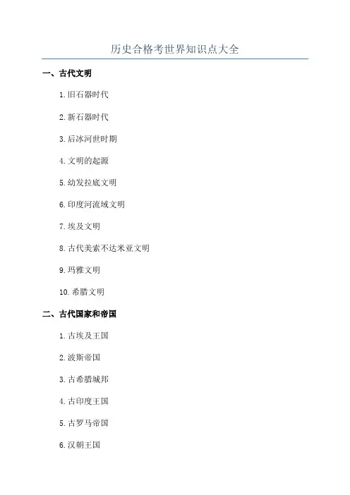 历史合格考世界知识点大全