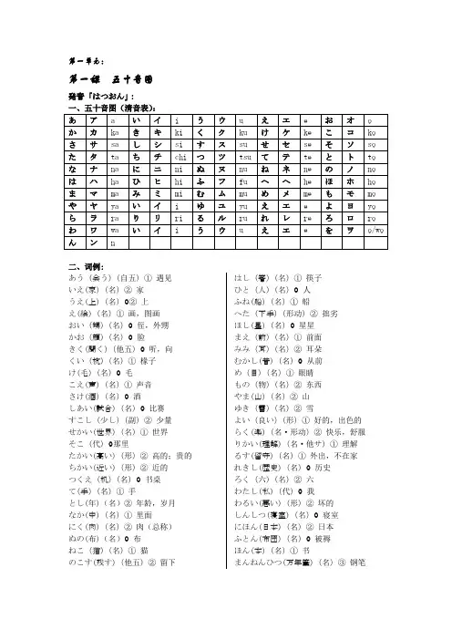 新编日语 初级第19课 详细笔记