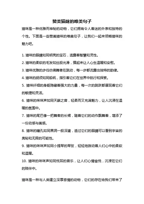 赞美猫咪的唯美句子