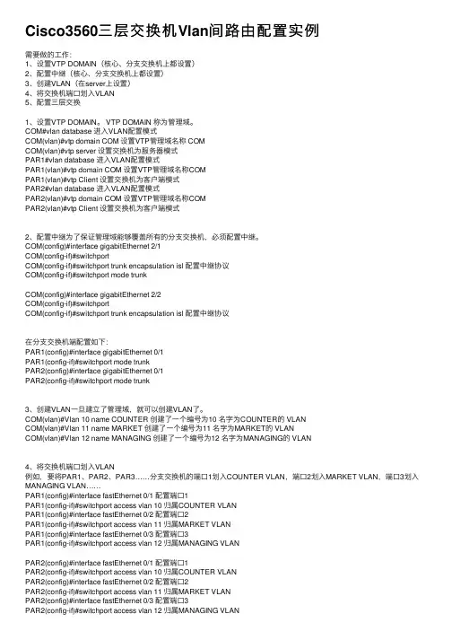 Cisco3560三层交换机Vlan间路由配置实例