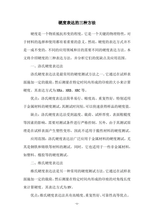 硬度表达的三种方法