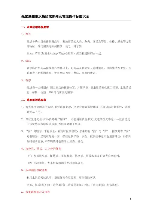 超市水果区域陈列及管理操作标准大全