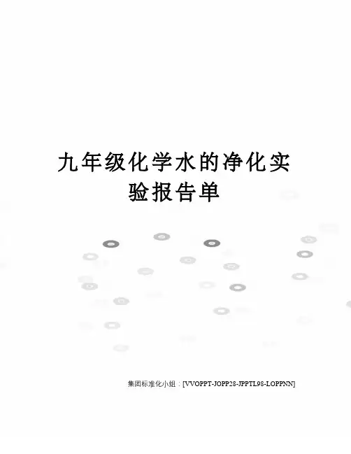 九年级化学水的净化实验报告单