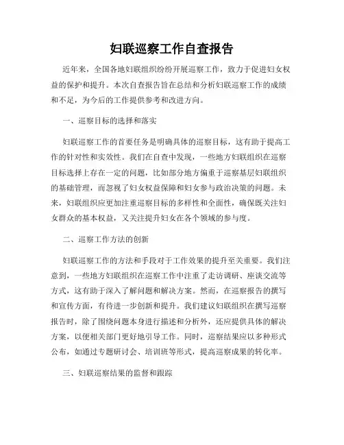 妇联巡察工作自查报告