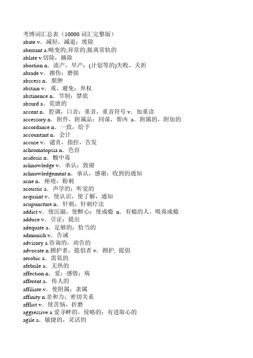1考博英语10000词汇(打印版)