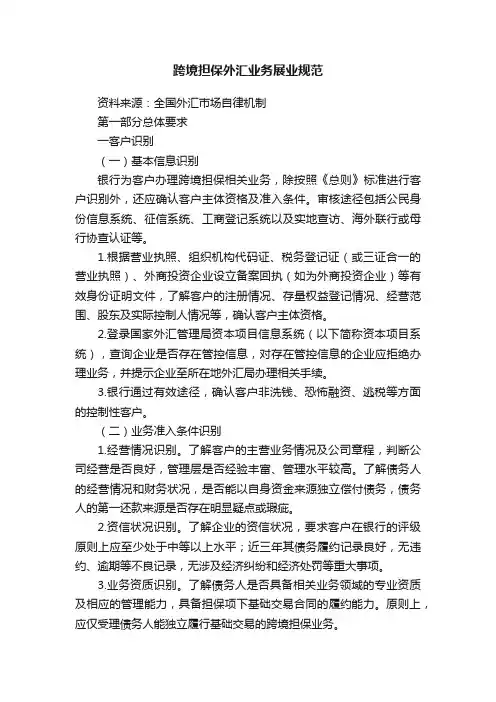跨境担保外汇业务展业规范