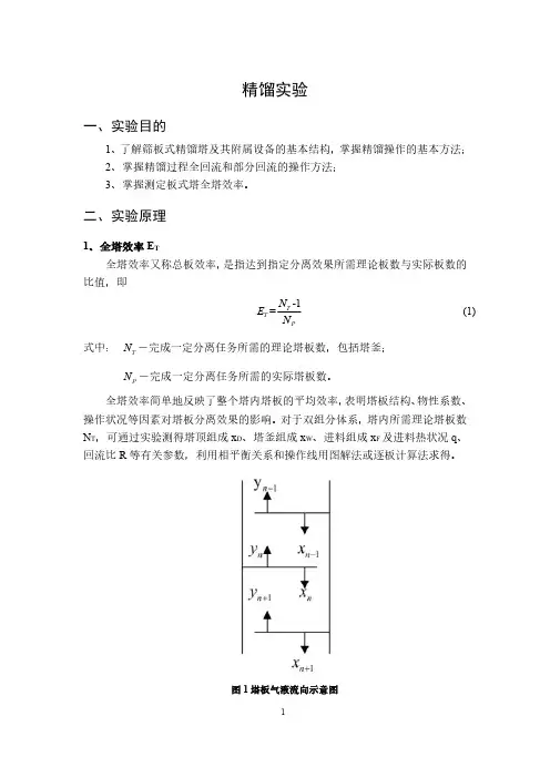 精馏实验(化工原理实验)
