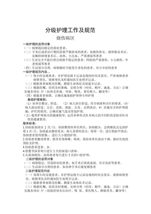 分级护理工作及规范