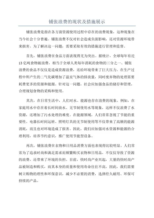铺张浪费的现状及措施展示