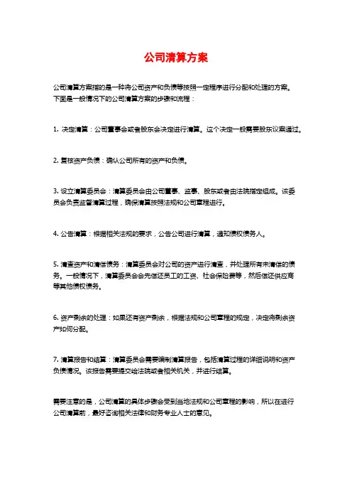 公司清算方案