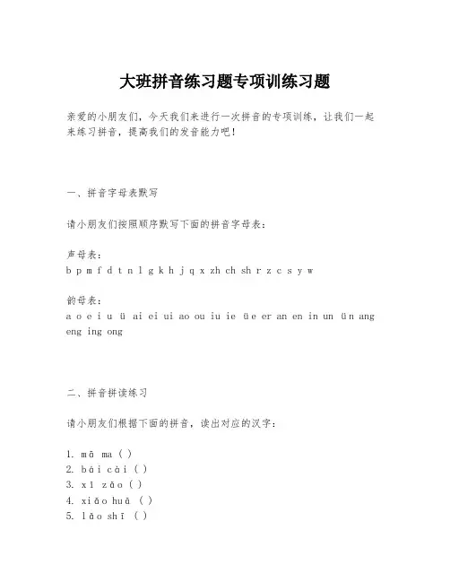 大班拼音练习题专项训练习题