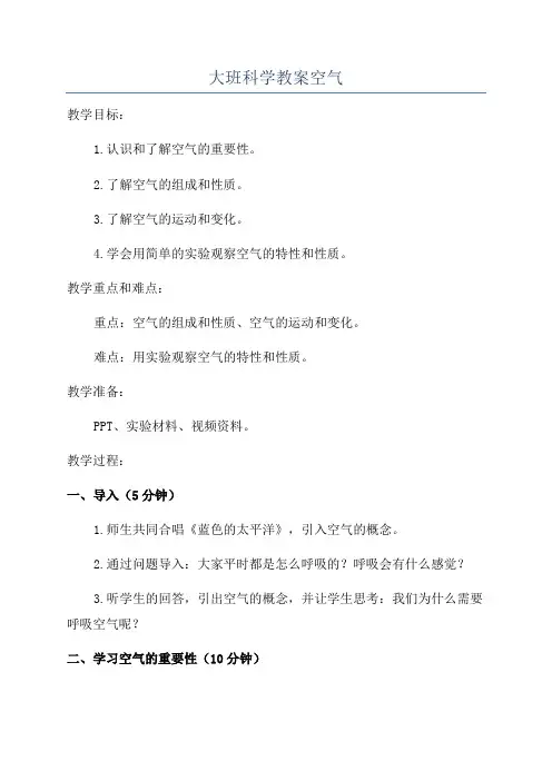 大班科学教案空气